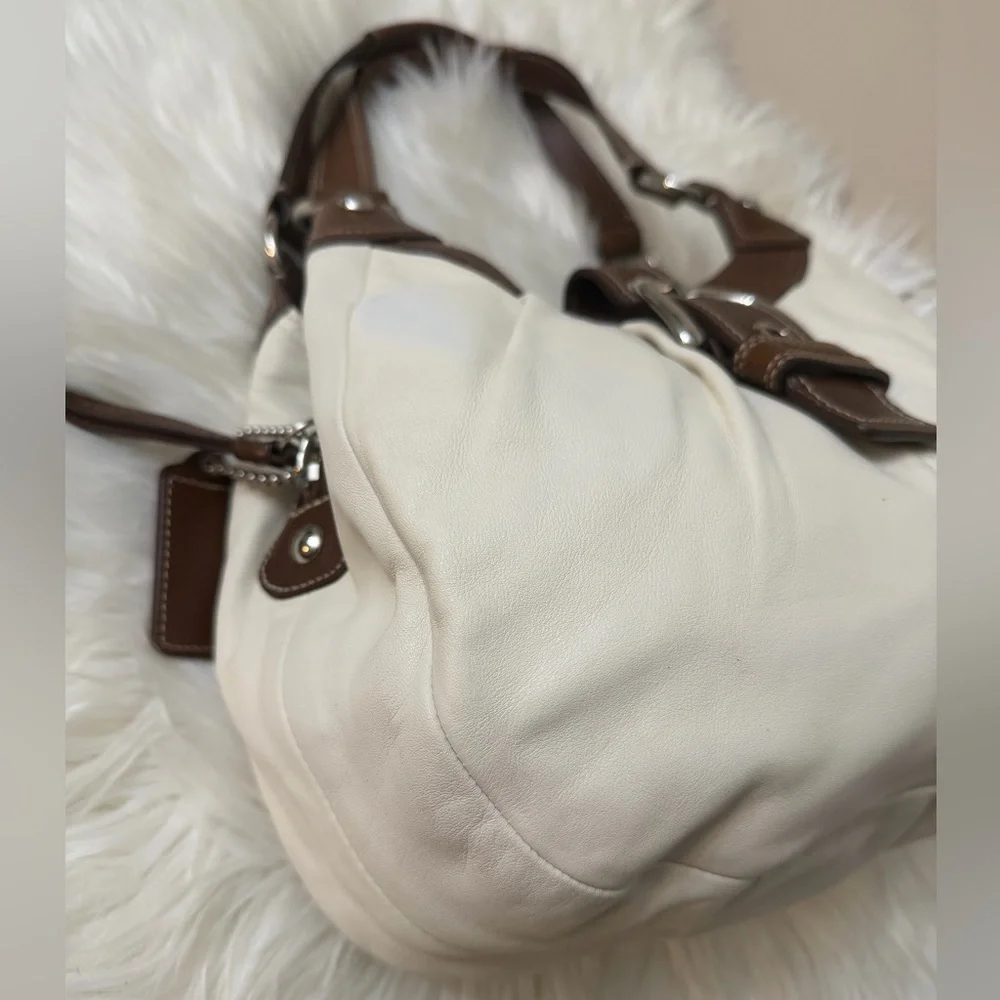 Coach White and Brown Hobo Bag# F15527